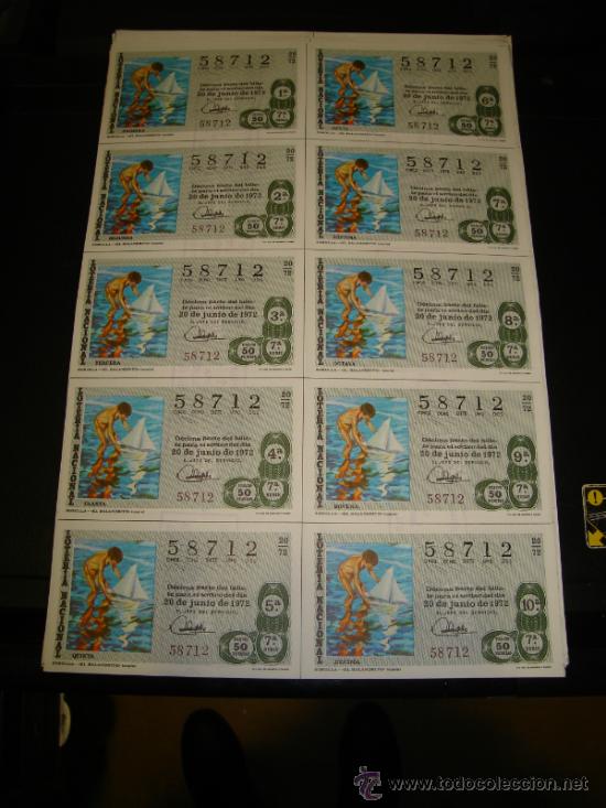 Loterie Nationale: PLIEGO LOTERIA NACIONAL 1972. SORTEO 20