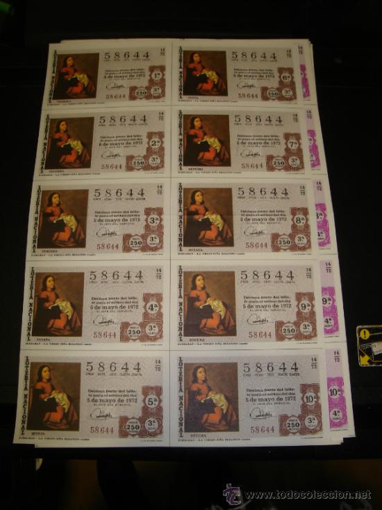 Lotteria Nationale Spagnola: PLIEGO LOTERIA NACIONAL 1972. SORTEO 14