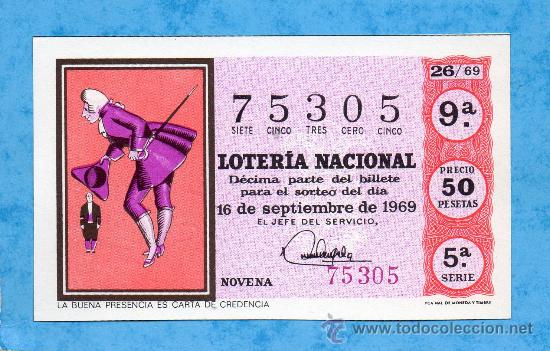 Nationale spanische Lotterie: LOTERIA NACIONAL SORTEO 26 DE 1969