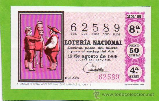 Nationale spanische Lotterie: LOTERIA NACIONAL SORTEO  31   DE 1969
