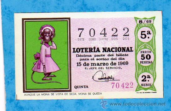 Nationale spanische Lotterie: LOTERIA NACIONAL SORTEO 8 DE 1969