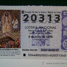 Lotería Nacional: TRANSFIGURACION-JAUME HUGUET- CATEDRAL DE TORTOSA-TARRAGONA-6-6-1998-LOTERIA NACIONAL-20313-46/98.