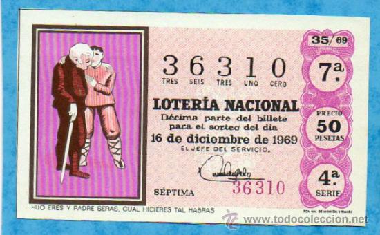 Nationale spanische Lotterie: LOTERIA NACIONAL SORTEO 35 DE 1969