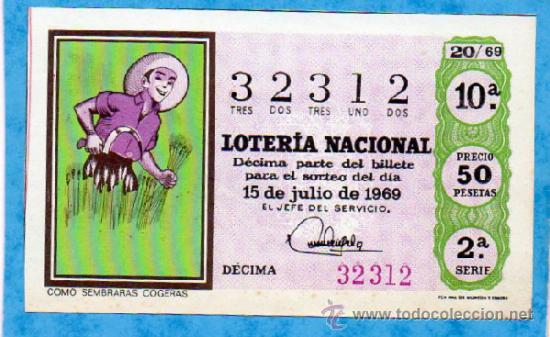 Nationale spanische Lotterie: LOTERIA NACIONAL SORTEO 20 DE 1969