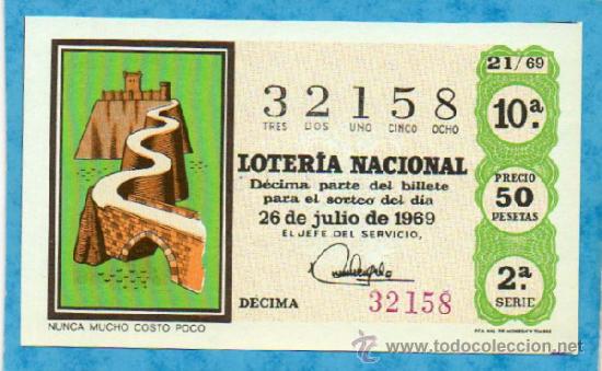 Nationale spanische Lotterie: LOTERIA NACIONAL SORTEO 21 DE 1969