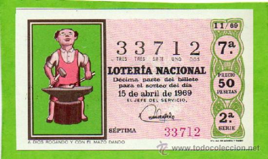 Nationale spanische Lotterie: LOTERIA NACIONAL SORTEO 11 DE 1969