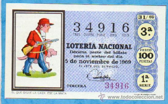 Nationale spanische Lotterie: LOTERIA NACIONAL SORTEO 31 DE 1969