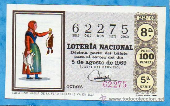 Nationale spanische Lotterie: LOTERIA NACIONAL SORTEO 22 DE 1969