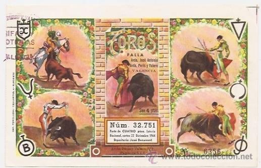 Lotaria Nacional: Fallas de Valencia. Participaci&oacute;n de loter&iacute;a de 1964. Plaza avenida Jos&eacute; Antonio