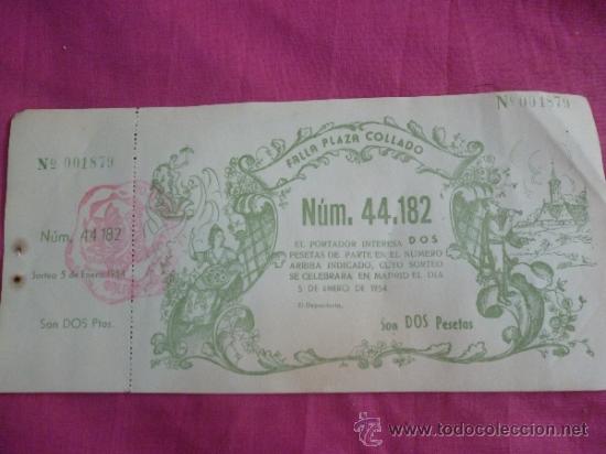 Loter&iacute;a nacional: Participaci&oacute;n de loter&iacute;a de la Falla Plaza Collado de 1954