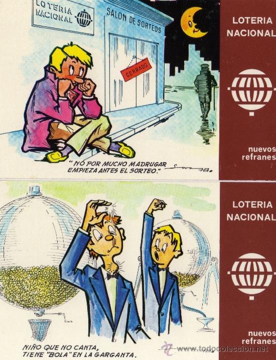 Nationale spanische Lotterie: 9 POSTALES CON LOS REFRANES DE LA LOTERIA