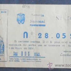 Lotería Nacional: (6646)PARTICIPACION DE LOTERIA,COFRADIA PERPETUO SOCORRO,2 PTA,PATERNA,VALENCIA,1958,