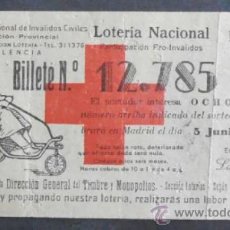 Lotería Nacional: (6658)PARTICIPACION DE LOTERIA,ASOCIACION NACIONAL DE INVALIDOS CIVILES,8 PTA,VALENCIA 1967,VER FOTO