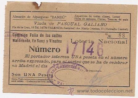 Loter&iacute;a nacional: Fallas de Valencia: participaci&oacute;n de loter&iacute;a de 1941. Falla Maldonado En Bany y Vinatea