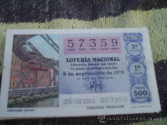 Loter&iacute;a Nacional: SORTEO 35/79 DEL 8-09-1979 - N&ordm; 57359 - TEMA: FERROCARRIL ELEVADO
