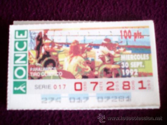 Loter&iacute;a nacional: CUP&Oacute;N DE LA ONCE DEL 30/09/1992 - TEMA: PARALIMPICOS - TIRO CON ARCO - BARCELONA-92