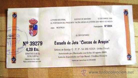 Lotaria Nacional: ESCUELA DE JOTA *CIERZOS DE ARAG&Oacute;N* (UTRILLAS) - NAVIDAD 2008 - PARTICIPACI&Oacute;N 4,20&euro;
