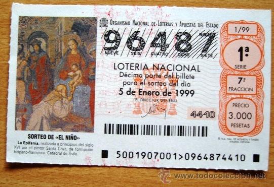 Lotaria Nacional: LOTERIA DE REYES 1999 - LA EPIFANIA, DEL PINTOR SANTA CRUZ - (CATEDRAL DE AVILA)