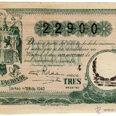 Lotería Nacional: BONITO DECIMO LOTERIA NACIONAL - MADRID 2 DE OCTUBRE DE 1940 - SORTEO NÚM. 28. Lote 41221609