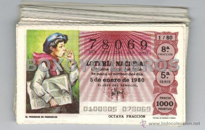 Loter&iacute;a nacional: 50 d&eacute;cimos Loter&iacute;a Nacional 1980. La prensa. A&ntilde;o completo