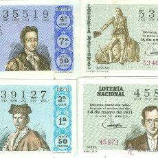 Lotería Nacional: LOTERÍA NACIONAL - AÑO 1971 - SORTEOS 2, 8, 12 Y 15 - TOREROS FAMOSOS (VER DETALLES). Lote 43022667