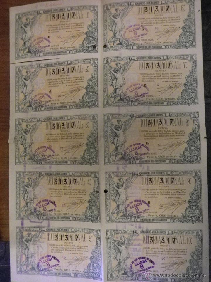 Loter&iacute;a Nacional: Loteria de navidad del a&ntilde;o 1927