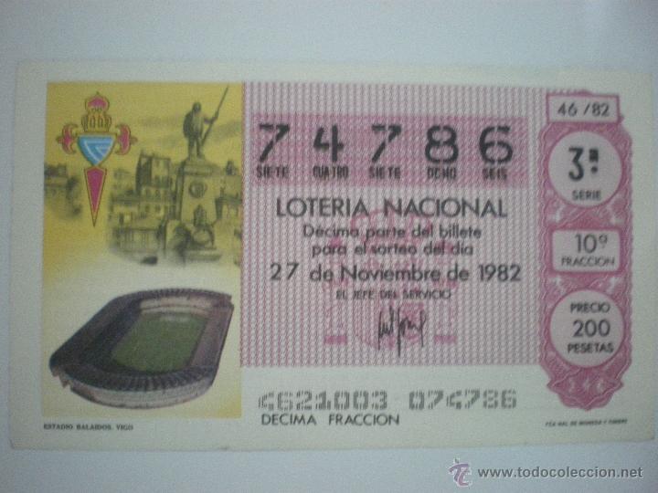 Loter&iacute;a nacional: Real C. Celta de Vigo - Loteria Nacional - N&ordm; 46 - 27/11/1982 - Estadio de Bala&iacute;dos - Mundial 1982