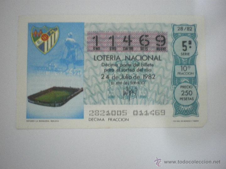 Loter&iacute;a nacional: C. D. M&aacute;laga - Loter&iacute;a Nacional - N&ordm; 28 -24/07/1982 - Estadio de La Rosaleda - Mundial 1982