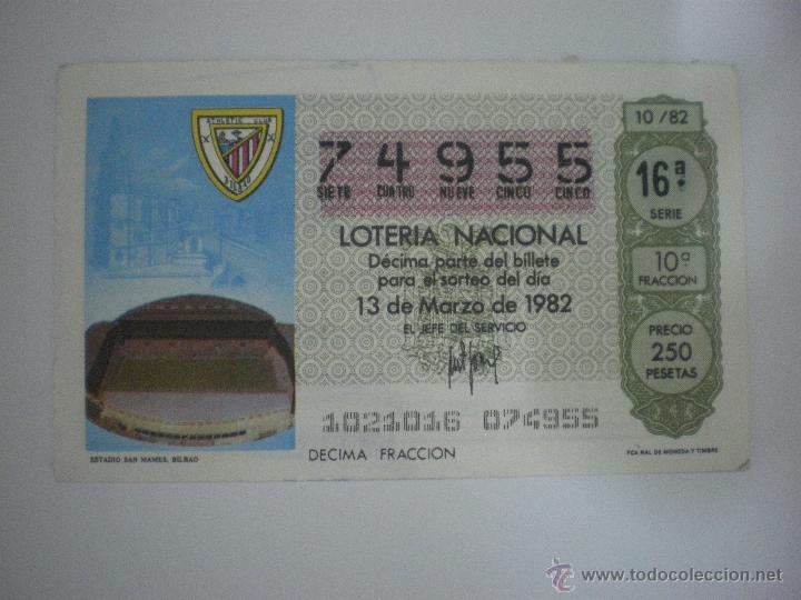 Loter&iacute;a nacional: Athletic C. de Bilbao - Loter&iacute;a Nacional - N&ordm; 10 - 13/03/1982 - Estadio San Mam&eacute;s - Mundial 1982