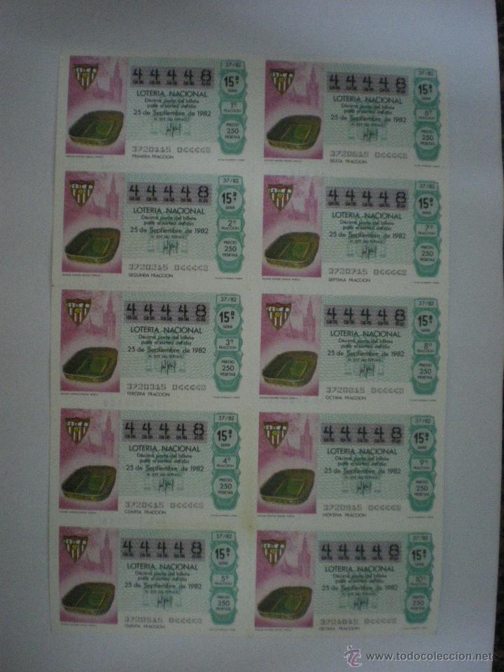 Loter&iacute;a nacional: Sevilla C.F.-Estadio S&aacute;nchez Pizju&aacute;n-Mundial Espa&ntilde;a 1982-Hoja completa Loter&iacute;a Nacional-25/09/1982