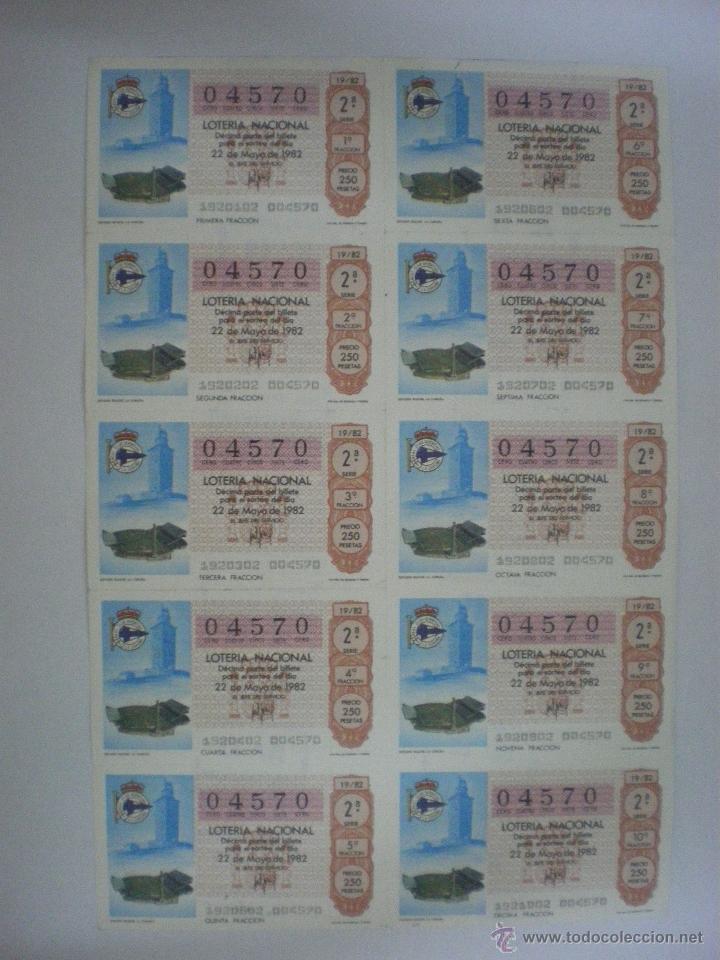 Loter&iacute;a nacional: Deportivo de La Coru&ntilde;a-Estadio Riazor-Mundial Espa&ntilde;a 1982-Hoja completa Loter&iacute;a Nacional-22/05/1982
