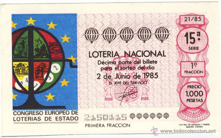 Loterie Nationale: LOTER&Iacute;A NACIONAL.- LOS CINCO BOMBOS.- SORTEO 21 DE 1985.- (1)