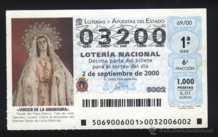 Loter&iacute;a nacional: MU-0219- DECIMO DE LOTERIA NACIONAL. LORCA (MURCIA) VIRGEN DE LA AMARGURA