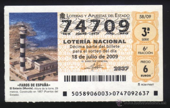 Loter&iacute;a nacional: MU-0224- DECIMO DE LOTERIA NACIONAL. FARO DEL ESTACIO. MURCIA