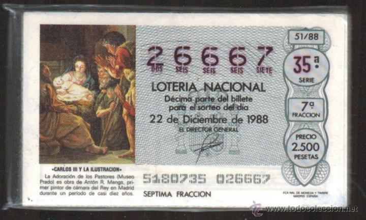 Loter&iacute;a nacional: Loter&iacute;a Nacional a&ntilde;o completo 1988. 50 billetes