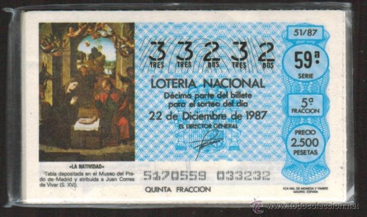 Loter&iacute;a nacional: Loter&iacute;a Nacional a&ntilde;o completo 1987. 51 billetes
