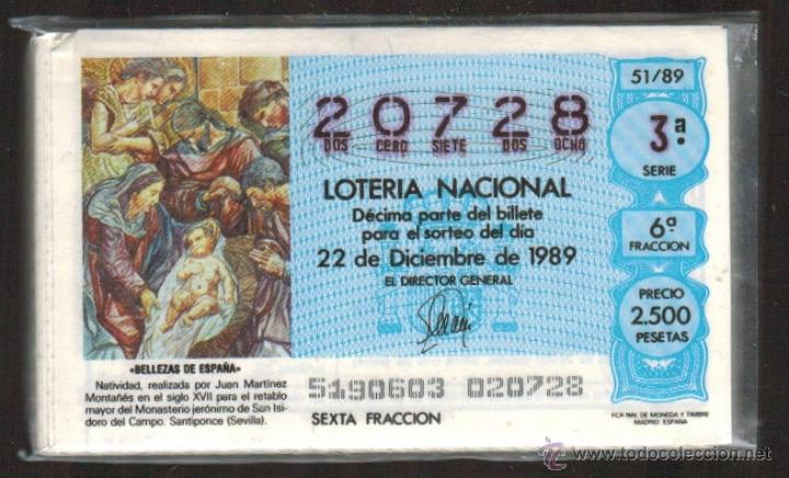 Loter&iacute;a nacional: Loter&iacute;a Nacional a&ntilde;o completo 1989. 51 billetes