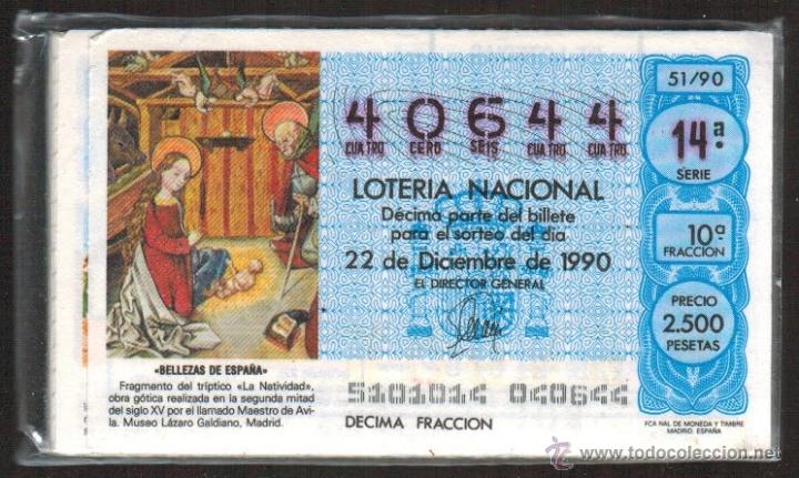 Loter&iacute;a nacional: Loter&iacute;a Nacional a&ntilde;o completo 1990. 51 billetes