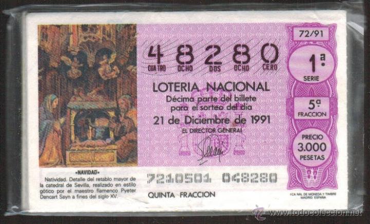 Loter&iacute;a nacional: Loter&iacute;a Nacional a&ntilde;o completo 1991. 51 billetes