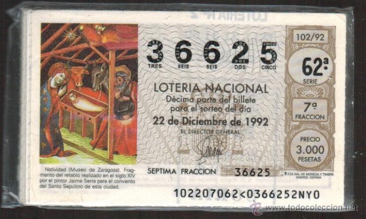 Loter&iacute;a nacional: Loter&iacute;a Nacional a&ntilde;o completo 1992. 51 billetes