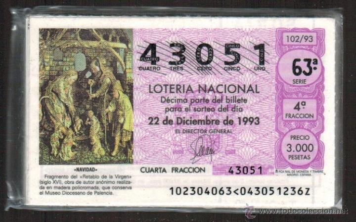 Loter&iacute;a nacional: Loter&iacute;a Nacional a&ntilde;o completo 1993. 51 billetes