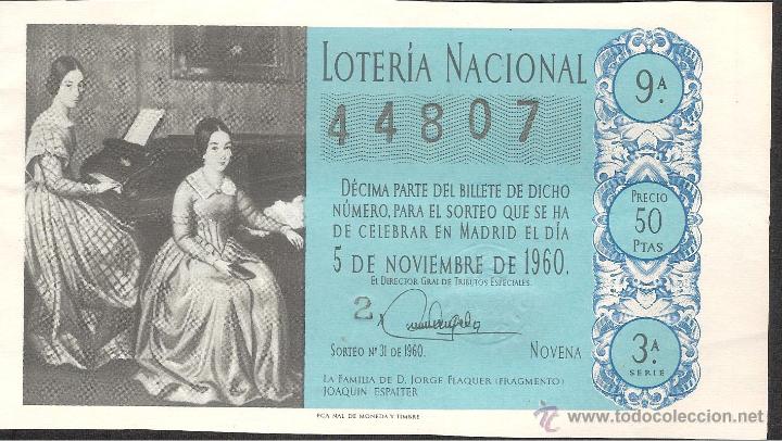 Lotaria Nacional: DECIMO LOTERIA NACIONAL 5 NOVIEMBRE DE 1960 SORTEO NUM. 31 SERIE 3