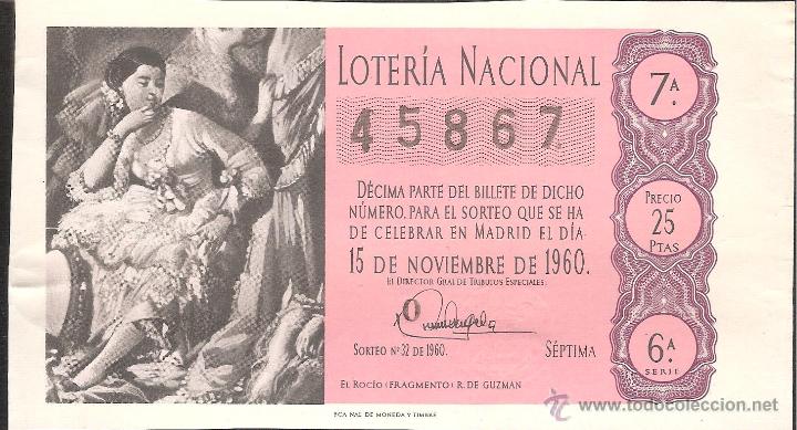 Lotaria Nacional: DECIMO LOTERIA NACIONAL 15 NOVIEMBRE DE 1960 SORTEO NUM. 32 SERIE 6