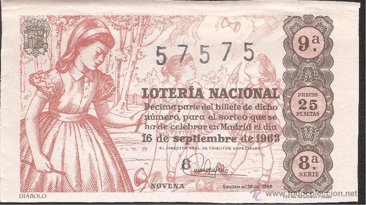 Lotaria Nacional: DECIMO LOTERIA NACIONAL 16 SEPTIEMBRE 1963 SORTEO NUM. 26 SERIE 8