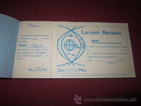 Nationale spanische Lotterie: LOTER&Iacute;A NACIONAL. Cuaderno de reparto de participaciones. A&ntilde;os 70.