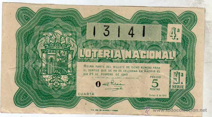 National Spanish Lottery: LOTERIA NACIONAL. 1949. D&Eacute;CIMO SORTEO N&ordm; 6