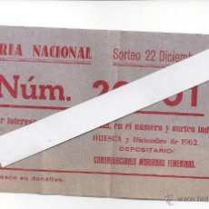 Lotería Nacional: PARTICIPACION LOTERIA NACIONAL. AÑO 1962.CONGREGACIONES MARIANAS FEMENINAS. Lote 45651790