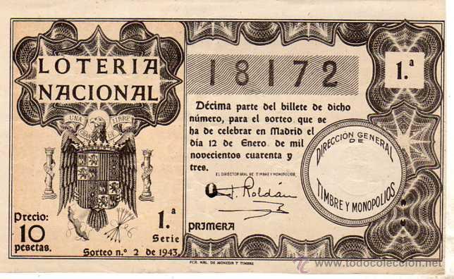 Lotaria Nacional: LOTERIA NACIONAL Sorteo 2 de 1943