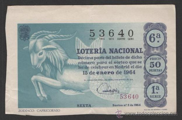 National Spanish Lottery: ANTIGUO DECIMO LOTERIA NACIONAL 15 ENERO 1964