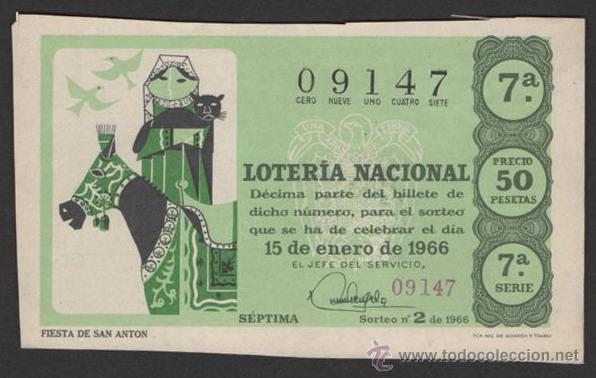 National Spanish Lottery: ANTIGUO DECIMO LOTERIA NACIONAL 15 ENERO 1966